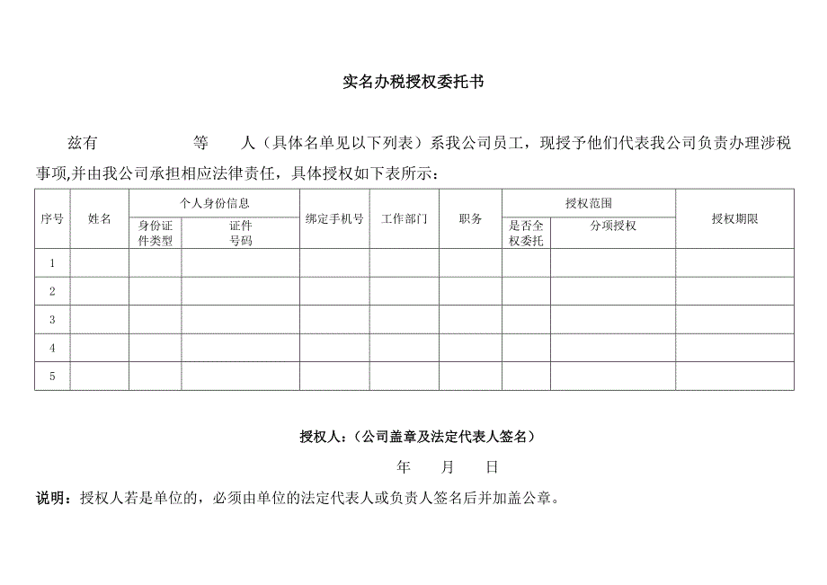 实名办税授权委托书_第1页