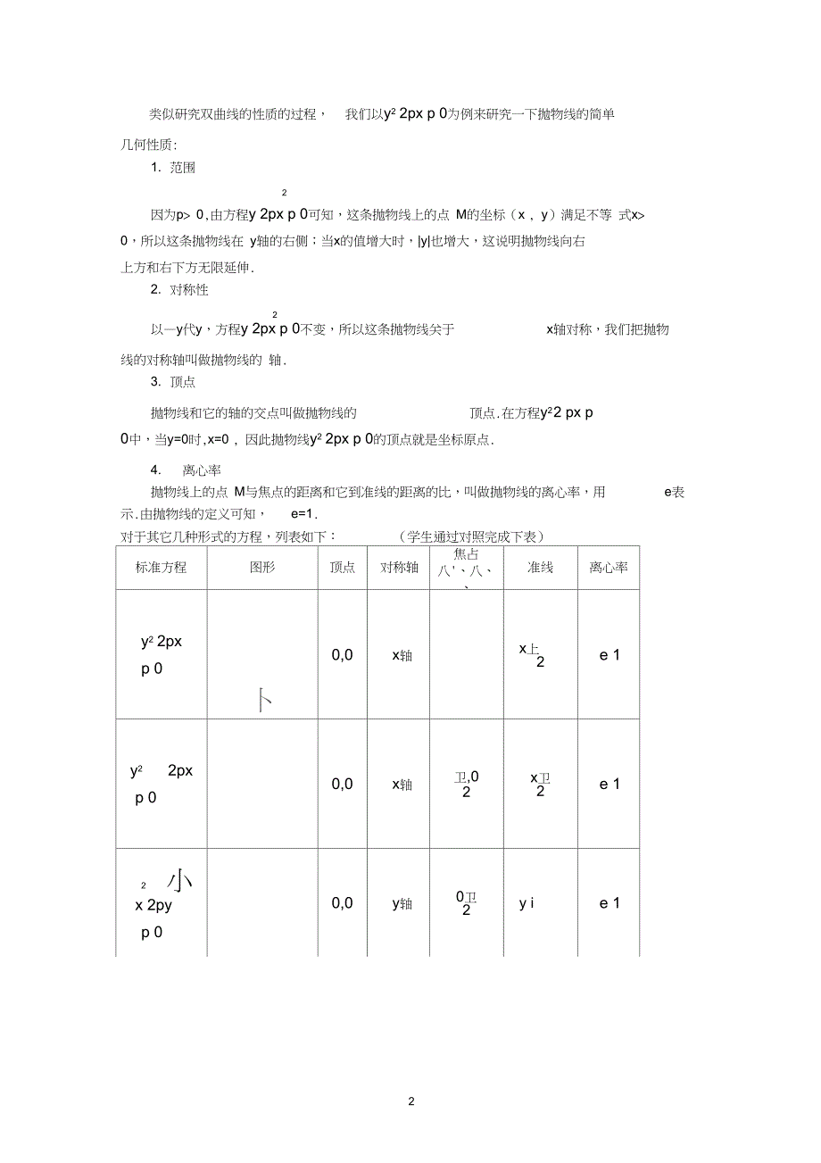 (完整word版)2抛物线的简单几何性质教学设计_第2页