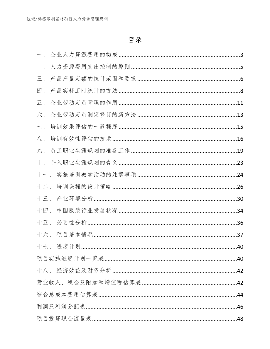 标签印刷基材项目人力资源管理规划_范文_第2页