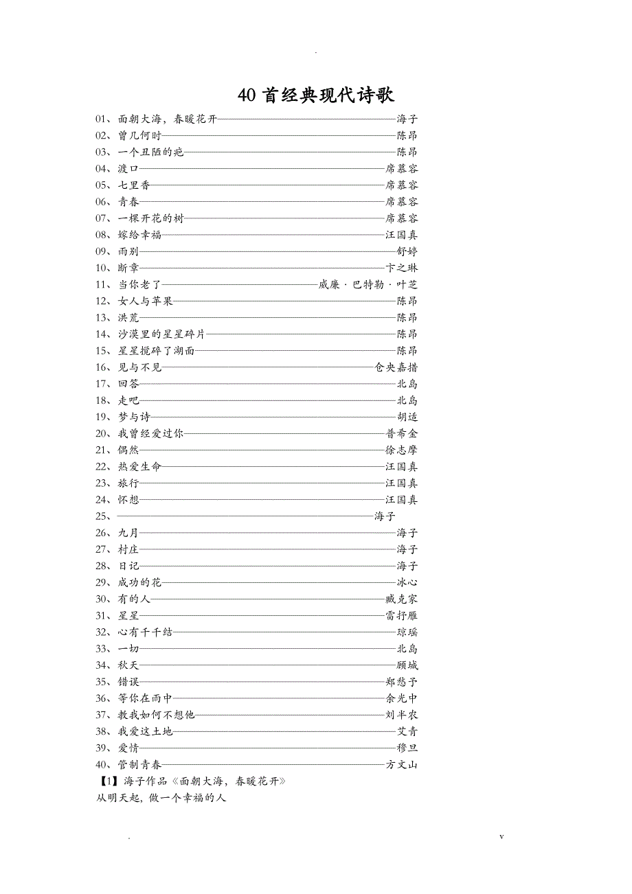 40首经典现代诗歌-经典的诗歌_第1页