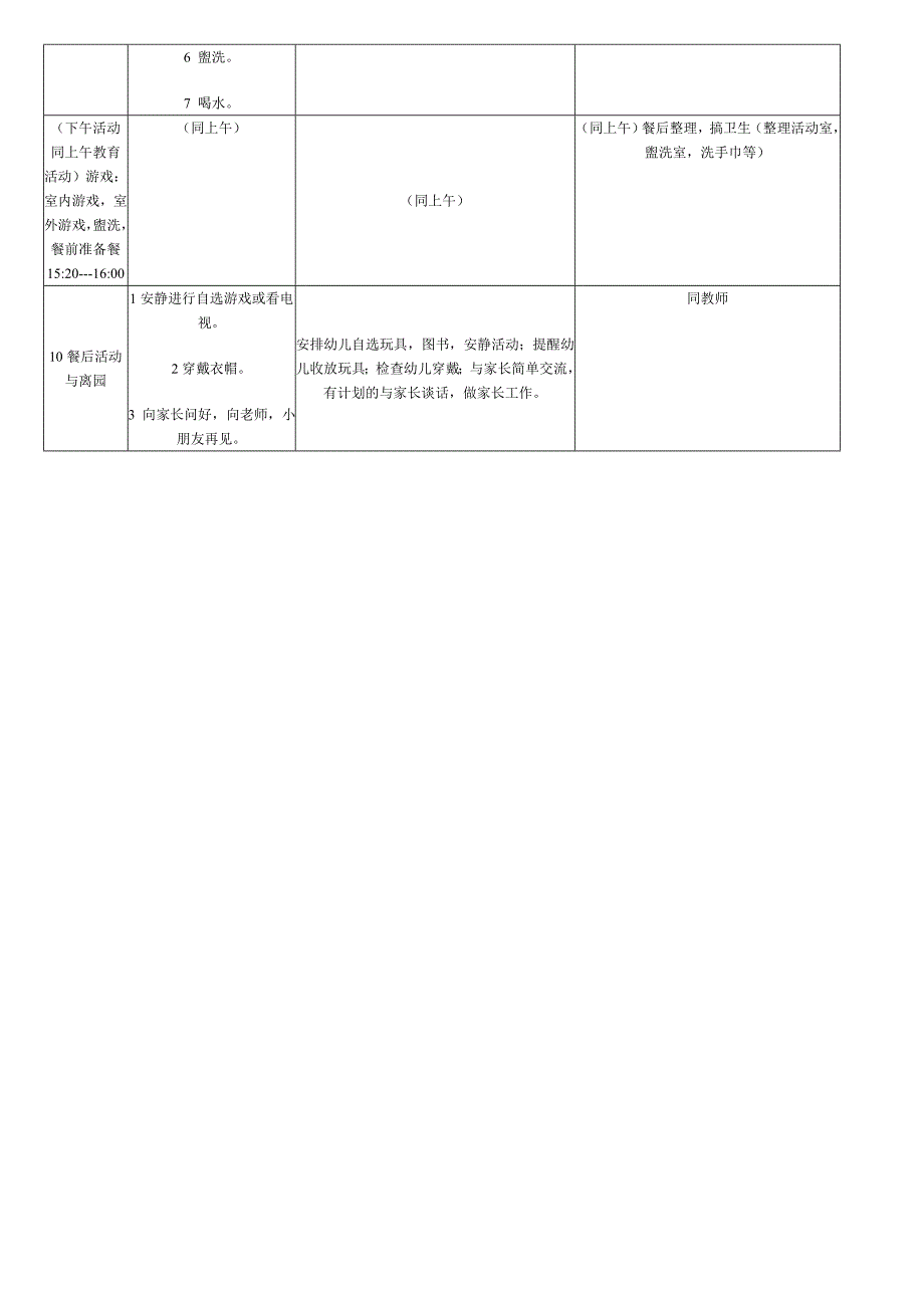 幼儿一日生活制度常规及保教人员工作程序要求_第4页