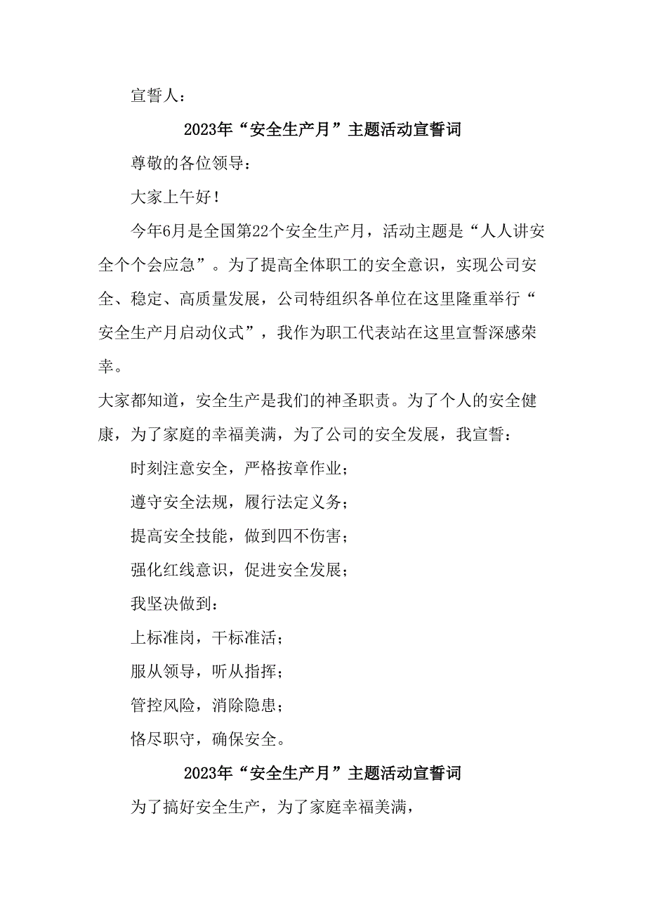 2023年乡镇“安全生产月”宣誓词汇编7份_第4页