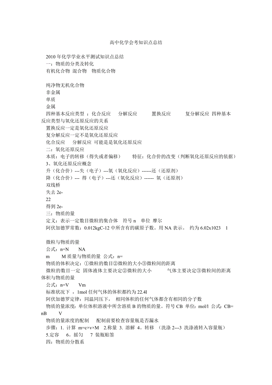 高中化学会考知识点总结_第1页