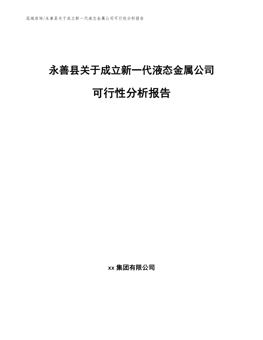 永善县关于成立新一代液态金属公司可行性分析报告【参考模板】_第1页