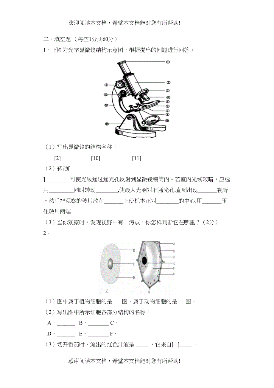 2022年江苏省姜堰市第一学期期终试卷七年级生物试题（苏教版七年级上）doc初中生物_第4页