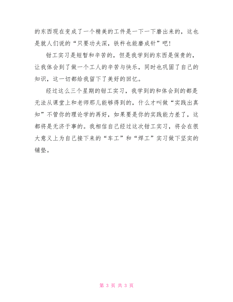 2022大学生钳工实习报告范文_第3页