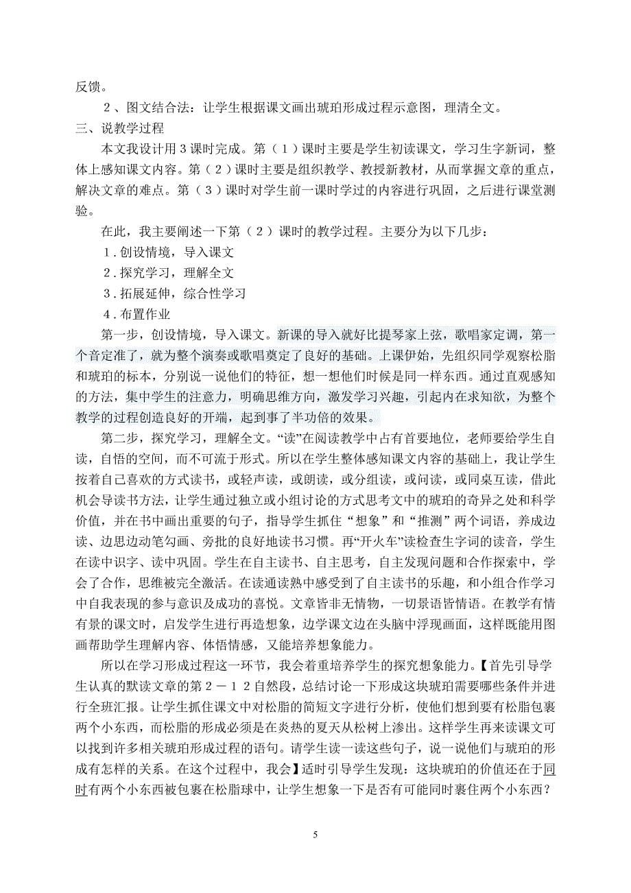 《奇异的琥珀》教学设计.doc_第5页