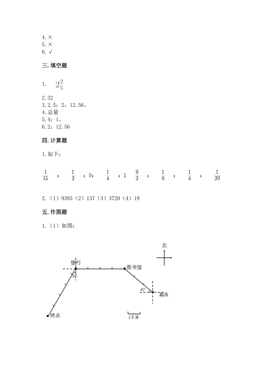 人教版六年级上册数学期末测试卷(实验班).docx_第5页