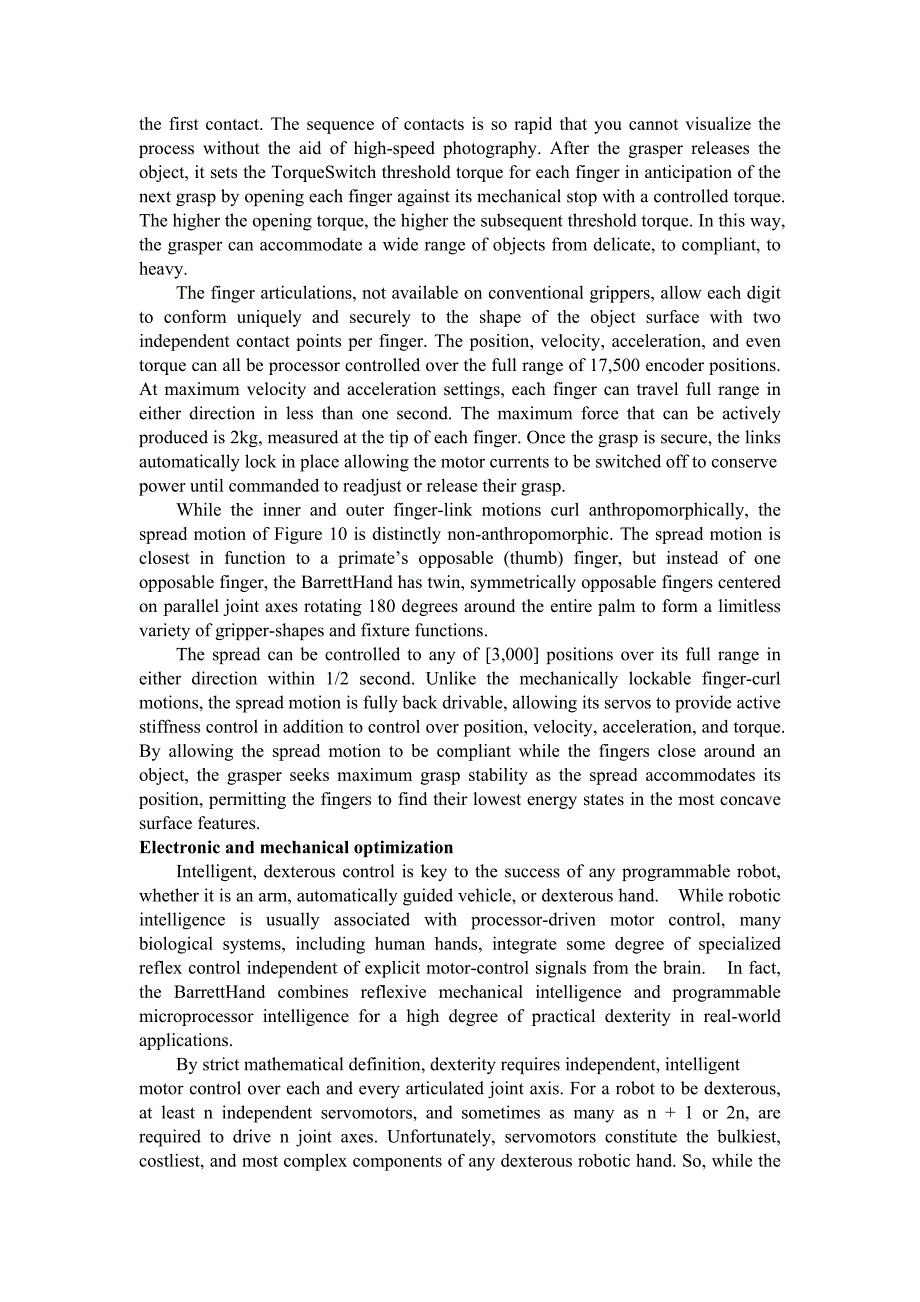 外文翻译--巴雷特机械手爪-可编程式可弯曲部分的搬运和组装.doc_第4页