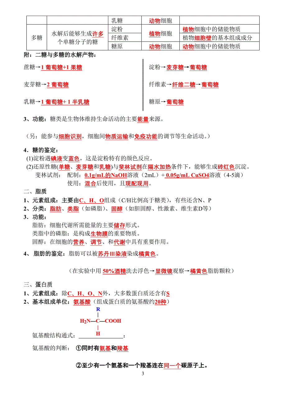 高中生物必修1复习提纲.doc_第3页