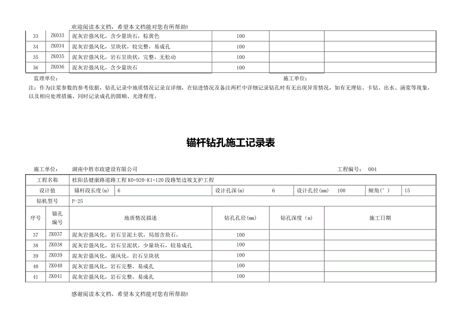 锚杆钻孔施工记录表_第4页