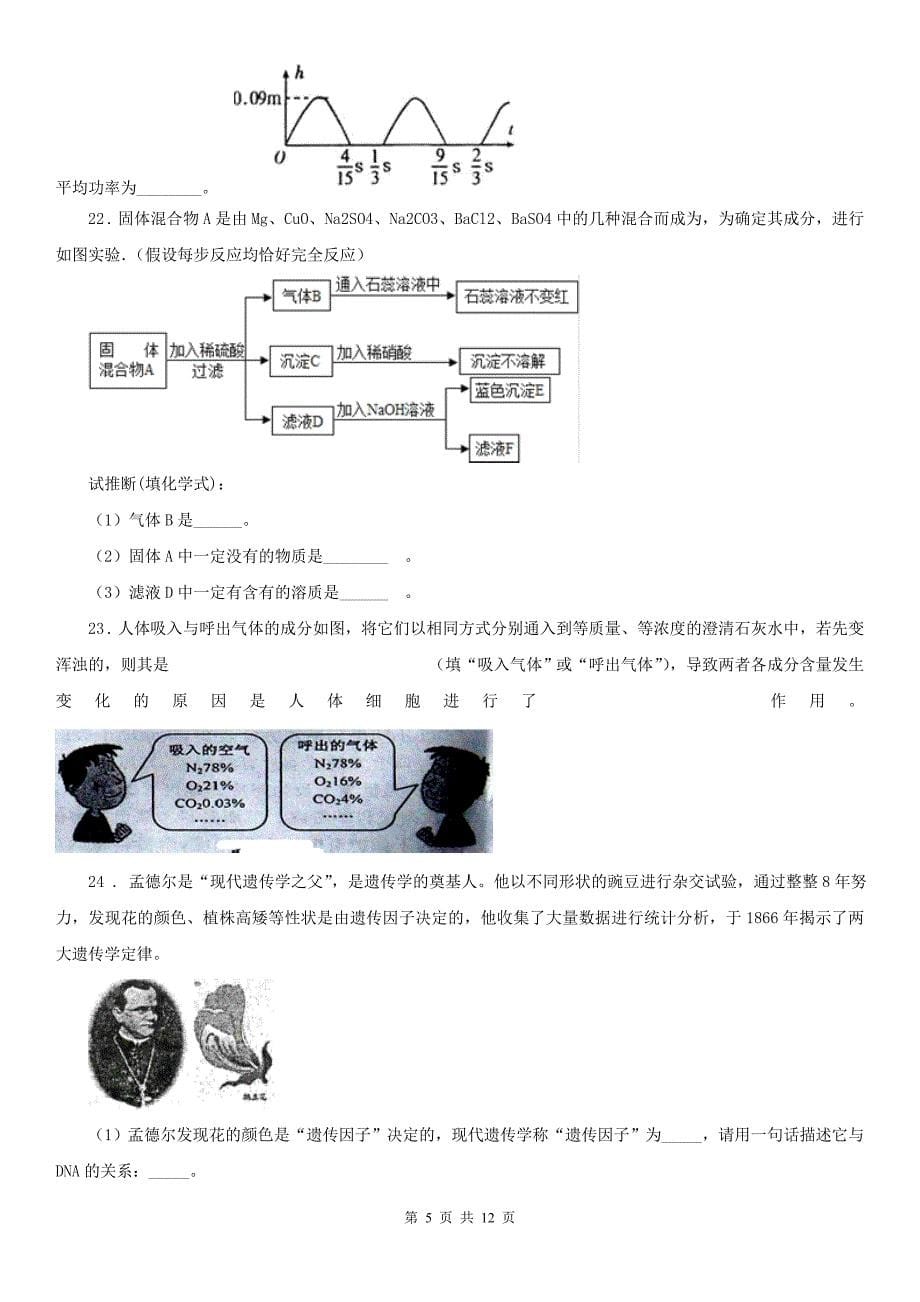 华东师大版2020年九年级上学期期末科学试题B卷（模拟）_第5页