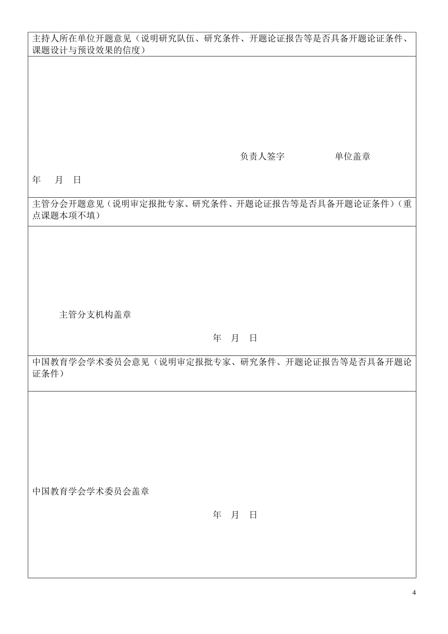 中国教育学会十二五教育科研课题开题论证申请、评审表_第4页