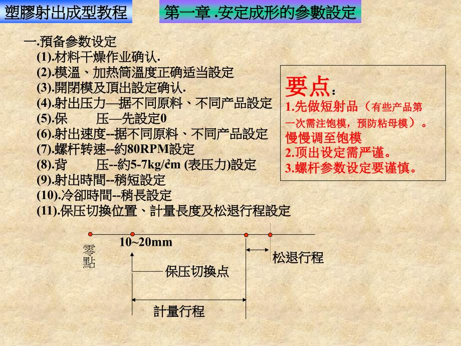 塑胶射出成型的参数设定(精)_第1页