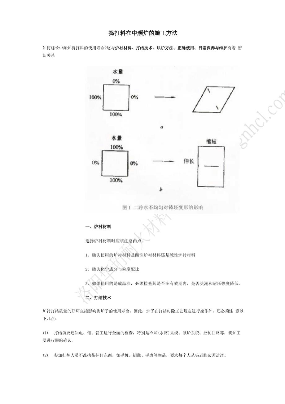 捣打料在中频炉的施工方法_第1页