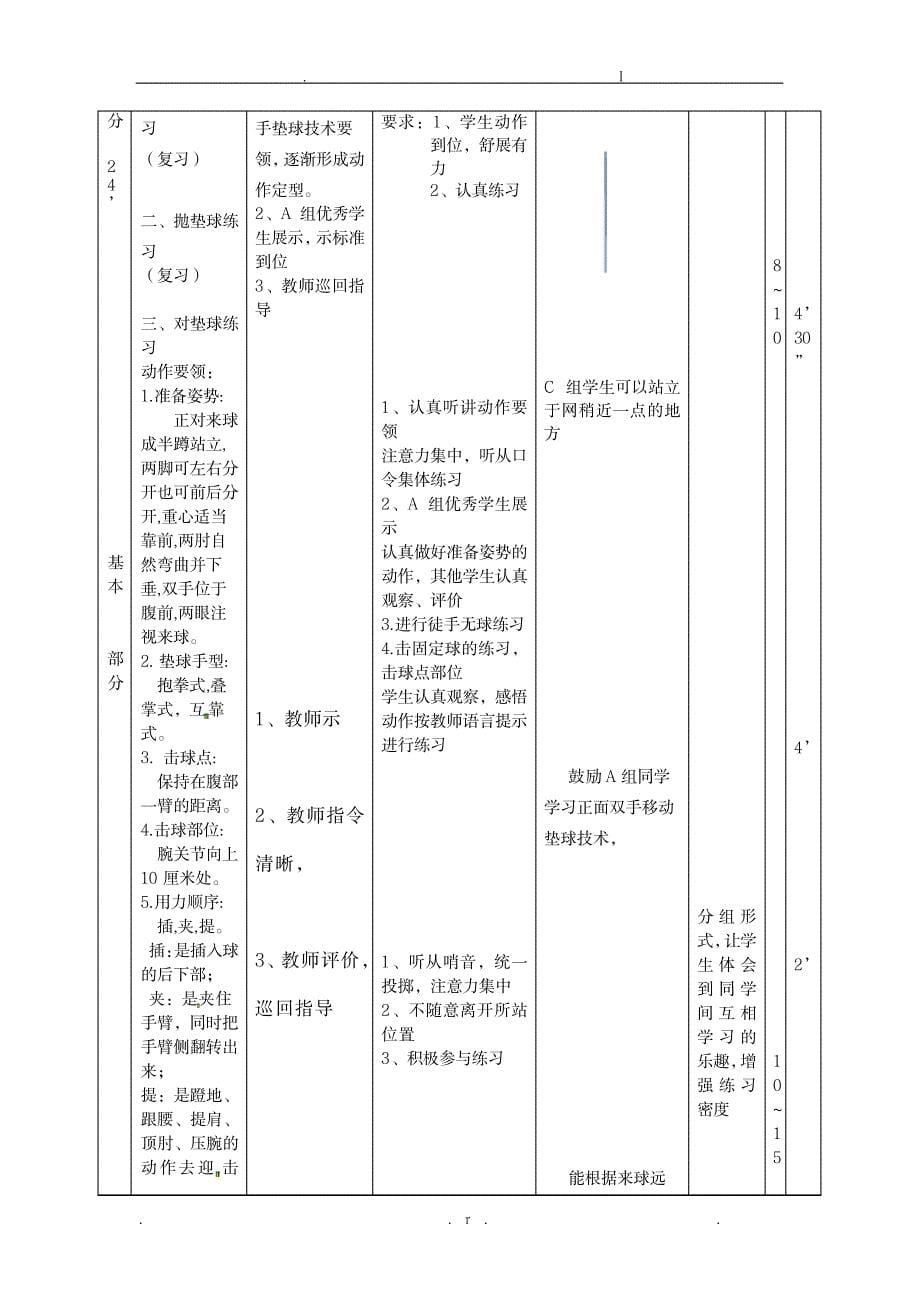 排球正面移动双手垫球_中学教育-体育理论与教学_第5页