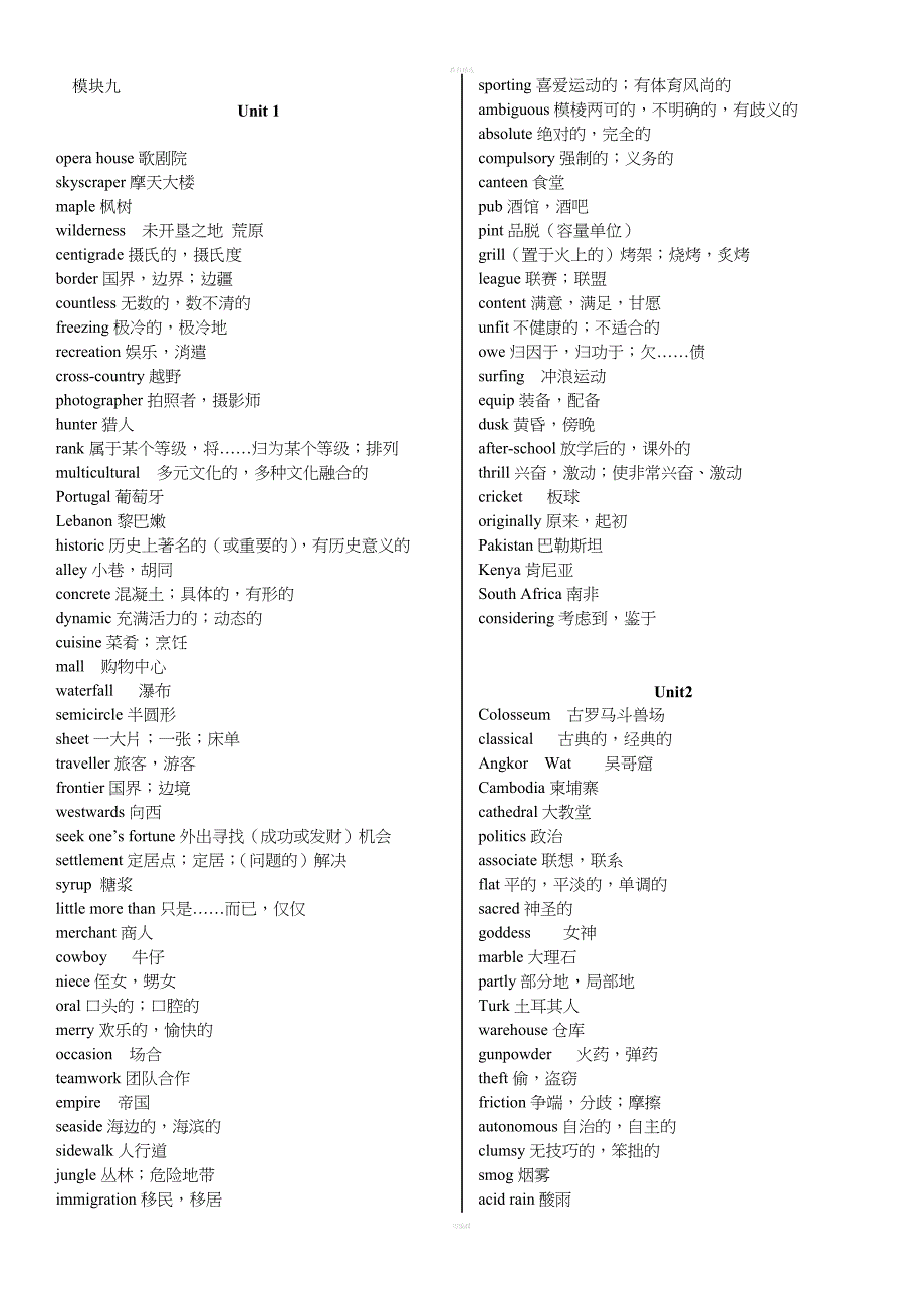 牛津高中英语模块九词汇表.doc_第1页