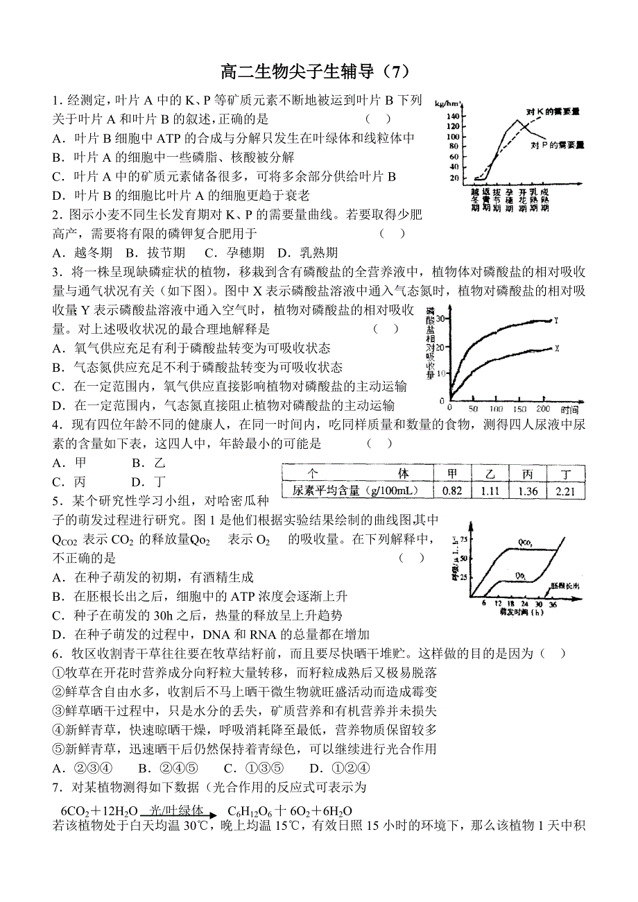 高二生物尖子生辅导（7）.doc_第1页