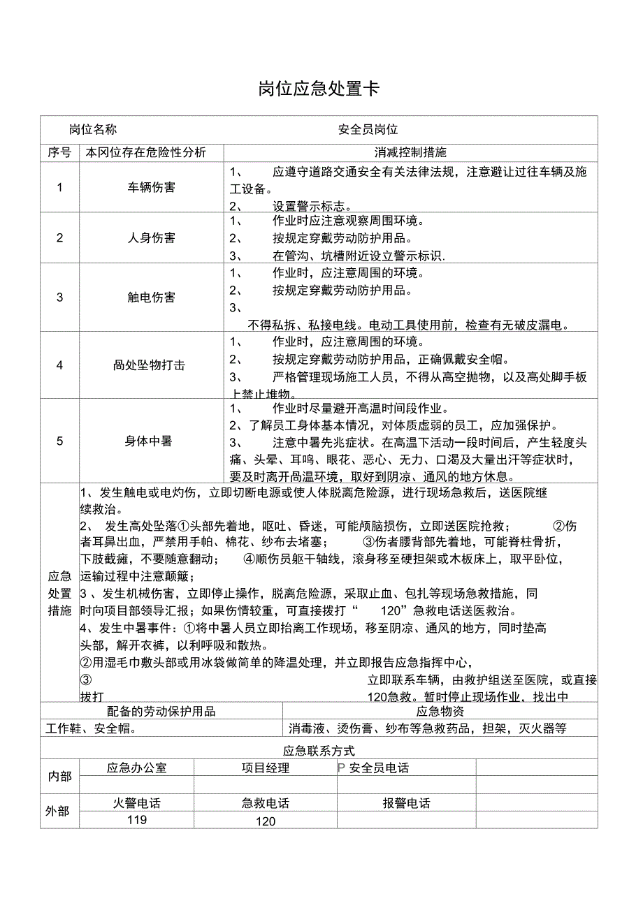 重点岗位应急处置卡_第4页