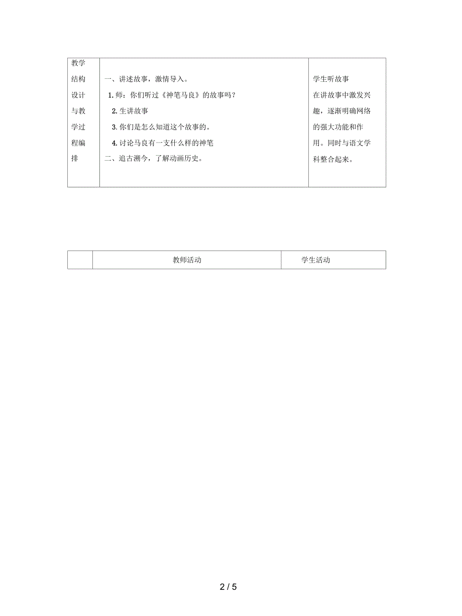 冀教版信息技术五上第一课《奇妙的动画》教案_第2页