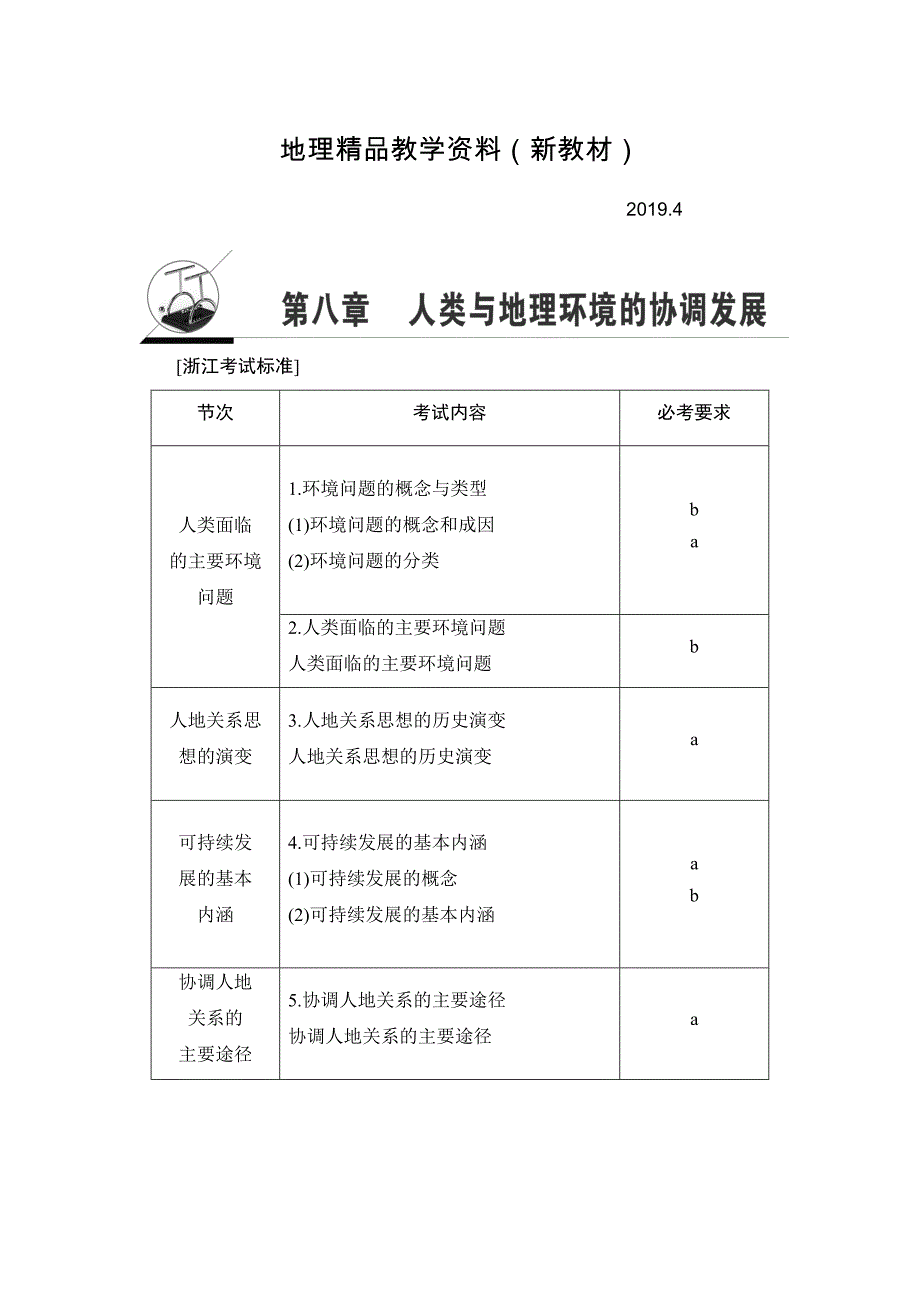 新教材 浙江地理学考一轮复习文档：第8章 人类与地理环境的协调发展 Word版含答案_第1页