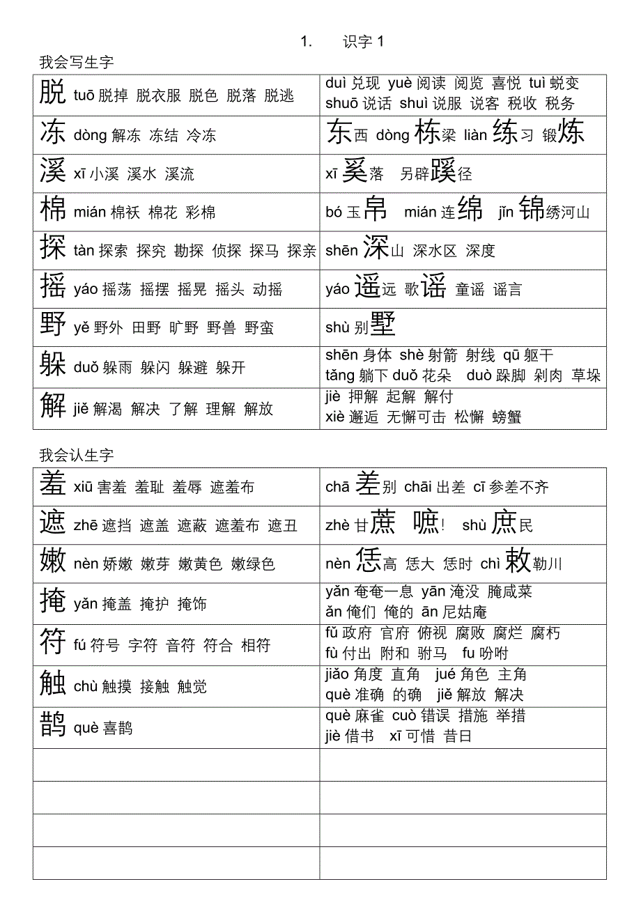 人教版语文二年级下册生字组词及词语拓展.doc_第1页