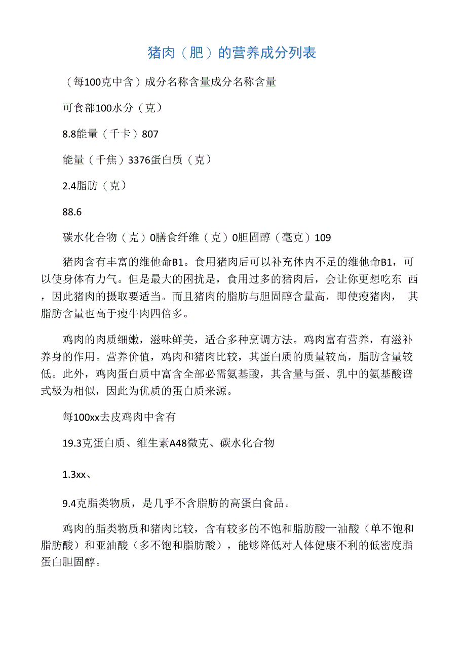 猪肉、鸡肉、鱼肉营养成分的比较_第1页