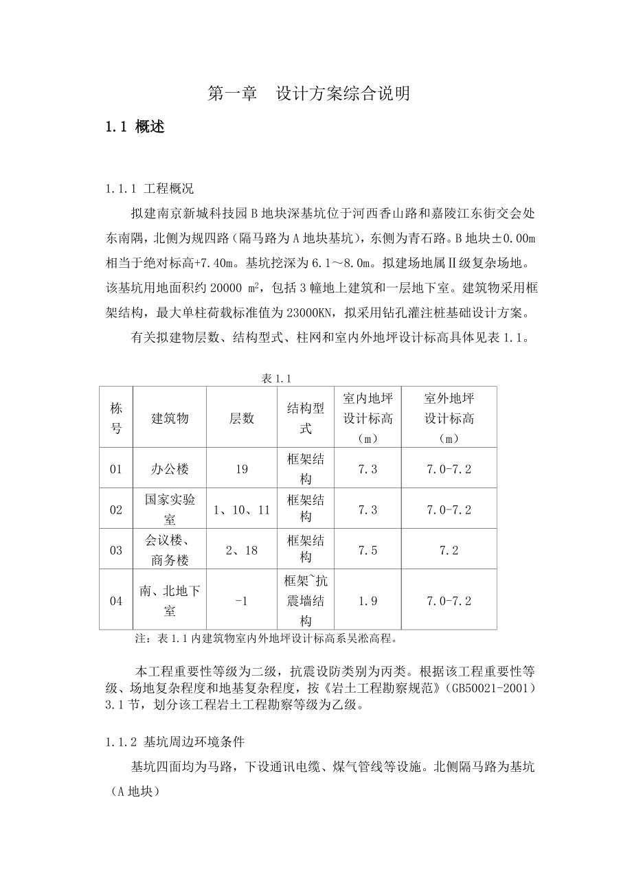 基坑支护结构设计(全套图纸CAD)_第1页