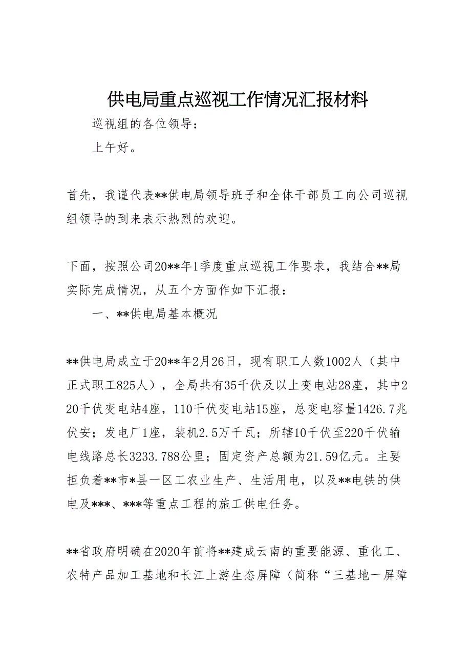 2022年供电局重点巡视工作情况汇报材料-.doc_第1页