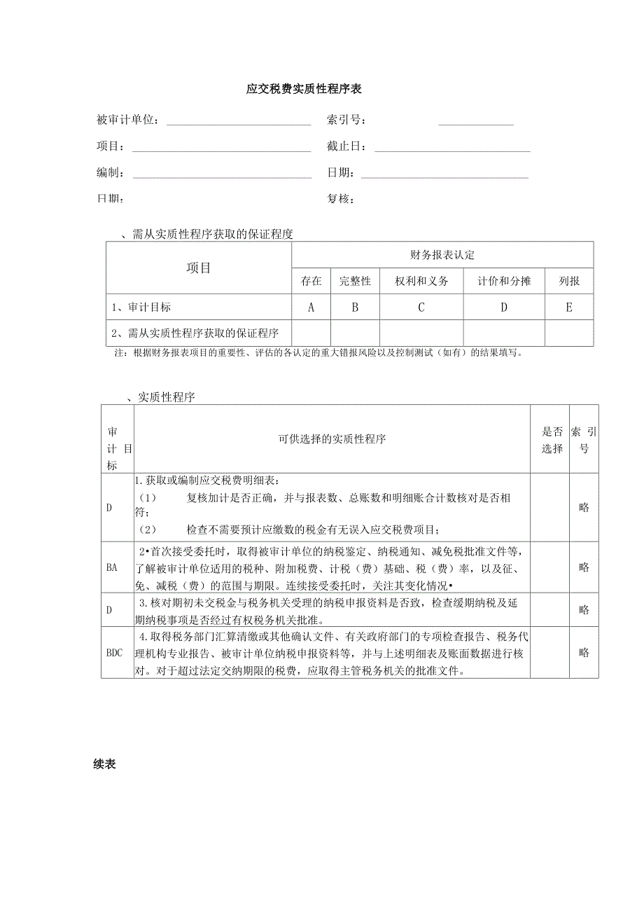 应交税费实质性程序表_第1页