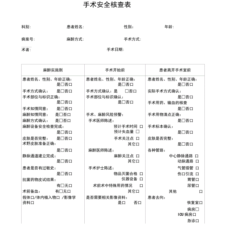 手术安全核查与手术风险评估制度及流程_第3页