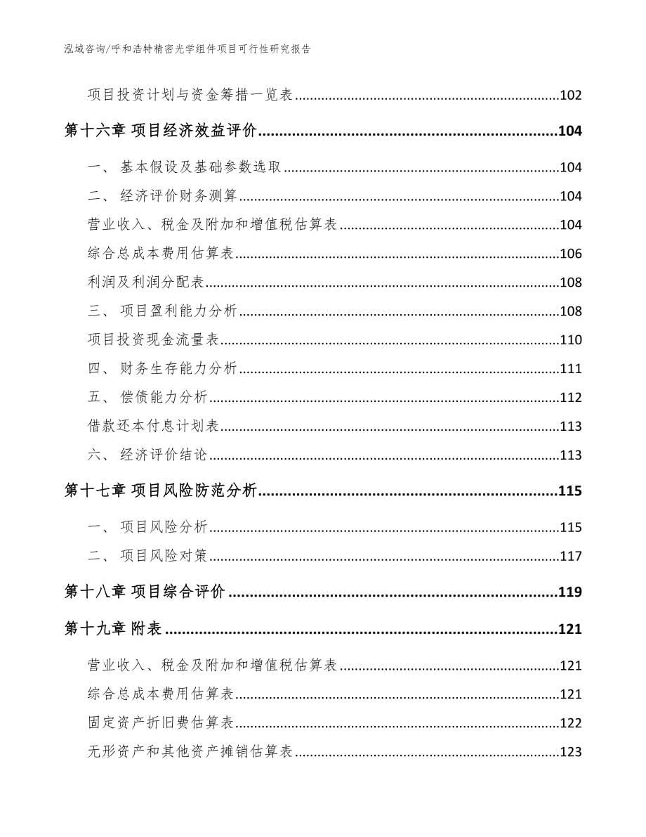 呼和浩特精密光学组件项目可行性研究报告【范文模板】_第5页