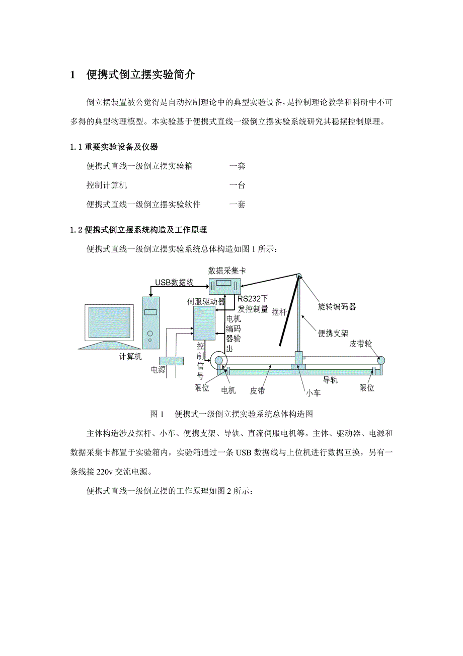 直线一级倒立摆MATLAB仿真报告_第1页