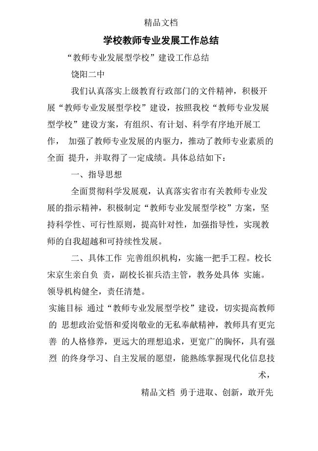 学校教师专业发展工作总结