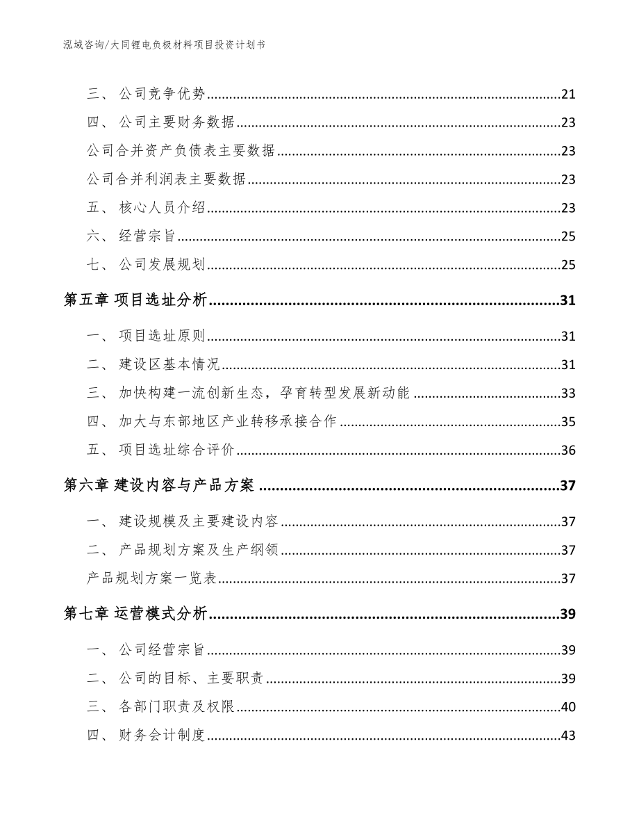 大同锂电负极材料项目投资计划书_第2页