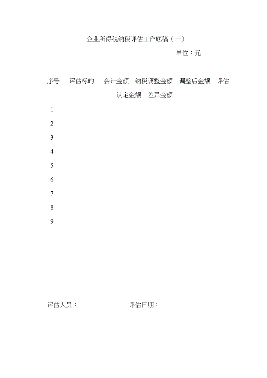 所得税纳税评估表样_第3页