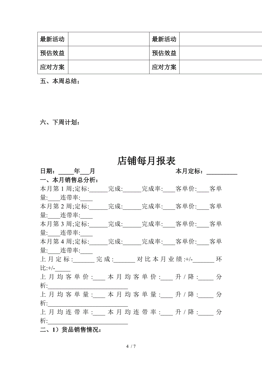 店铺日报表、周报表、月报表参考_第4页