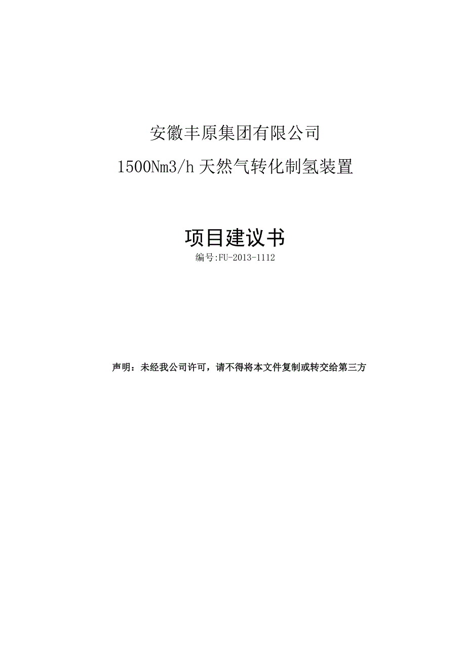 天然气制氢项目建议书要点_第1页