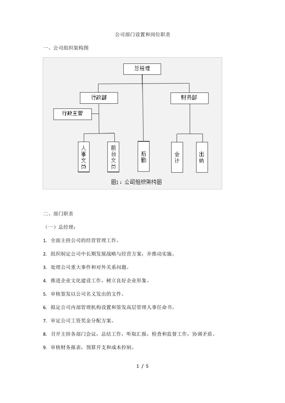 公司部门设置和岗位职责_第1页