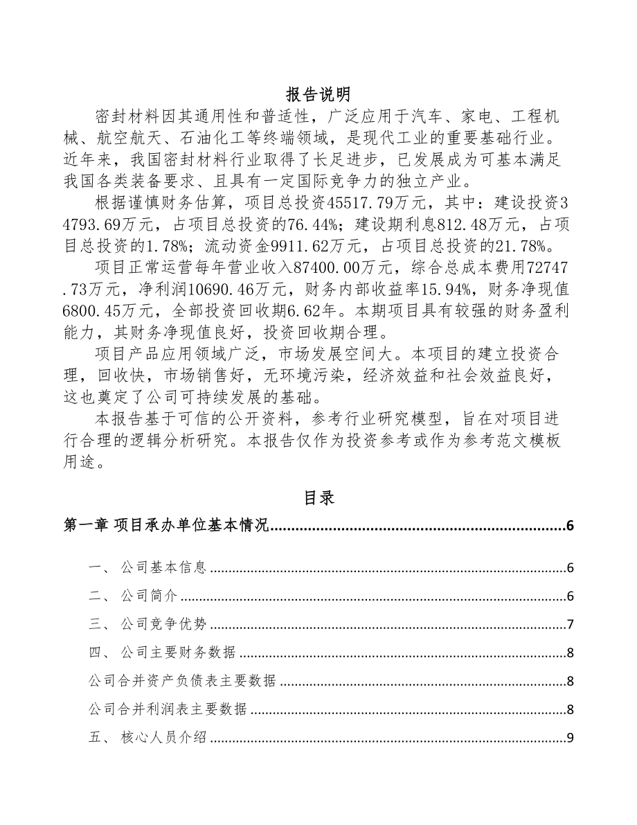 合肥密封材料项目可行性研究报告(DOC 65页)_第1页