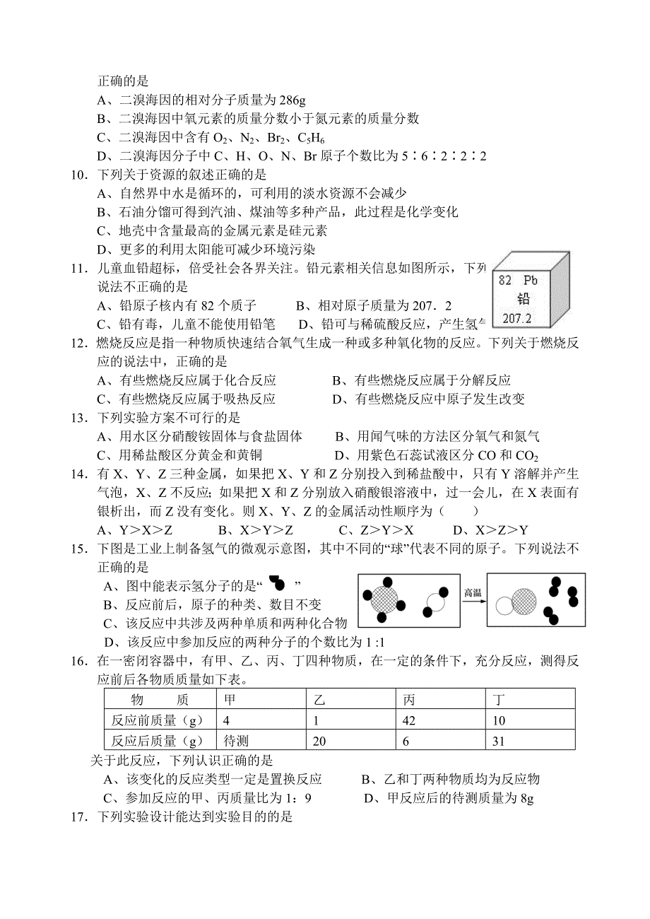 2011～2012学年度海门市第一学期期末试卷九年级化学_第2页