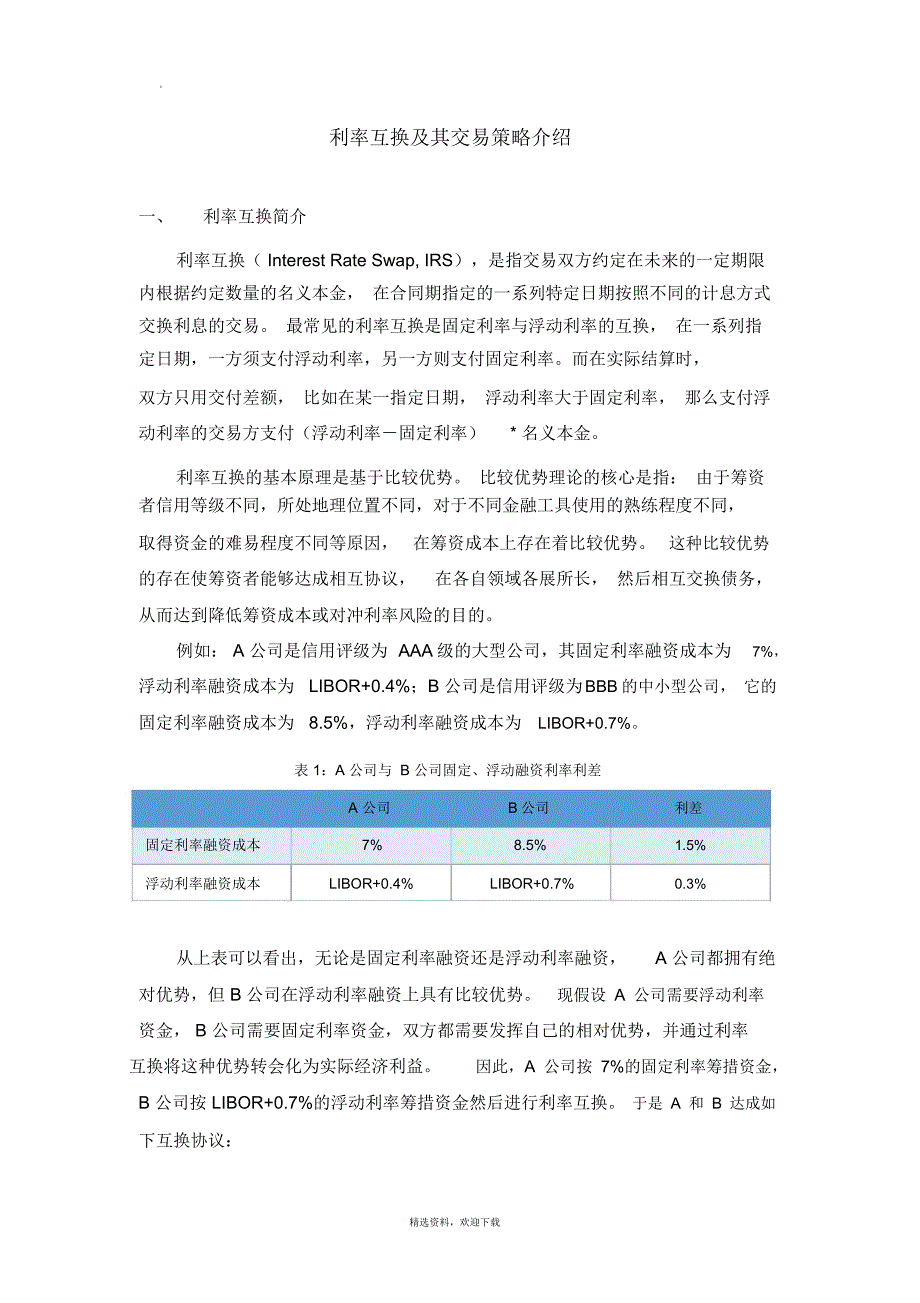 利率互换及其交易策略介绍_第1页