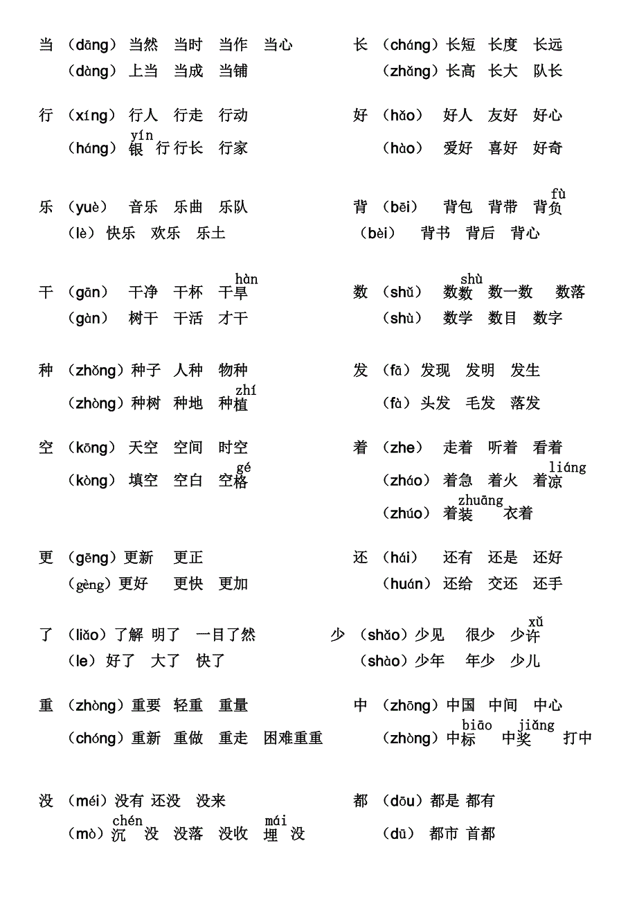 一年级语文多音字汇总_第1页