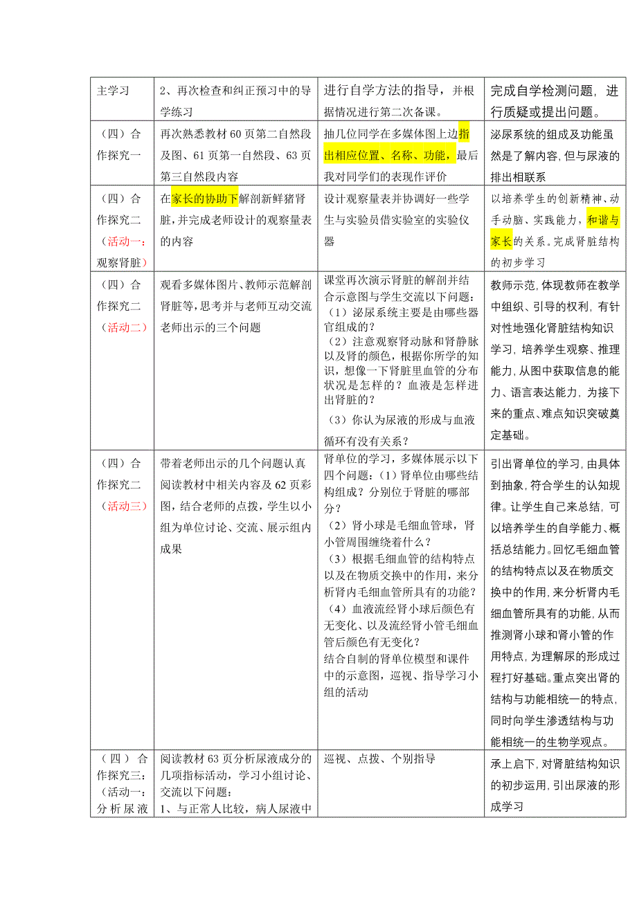 教学设计：尿的形成与排出_第3页