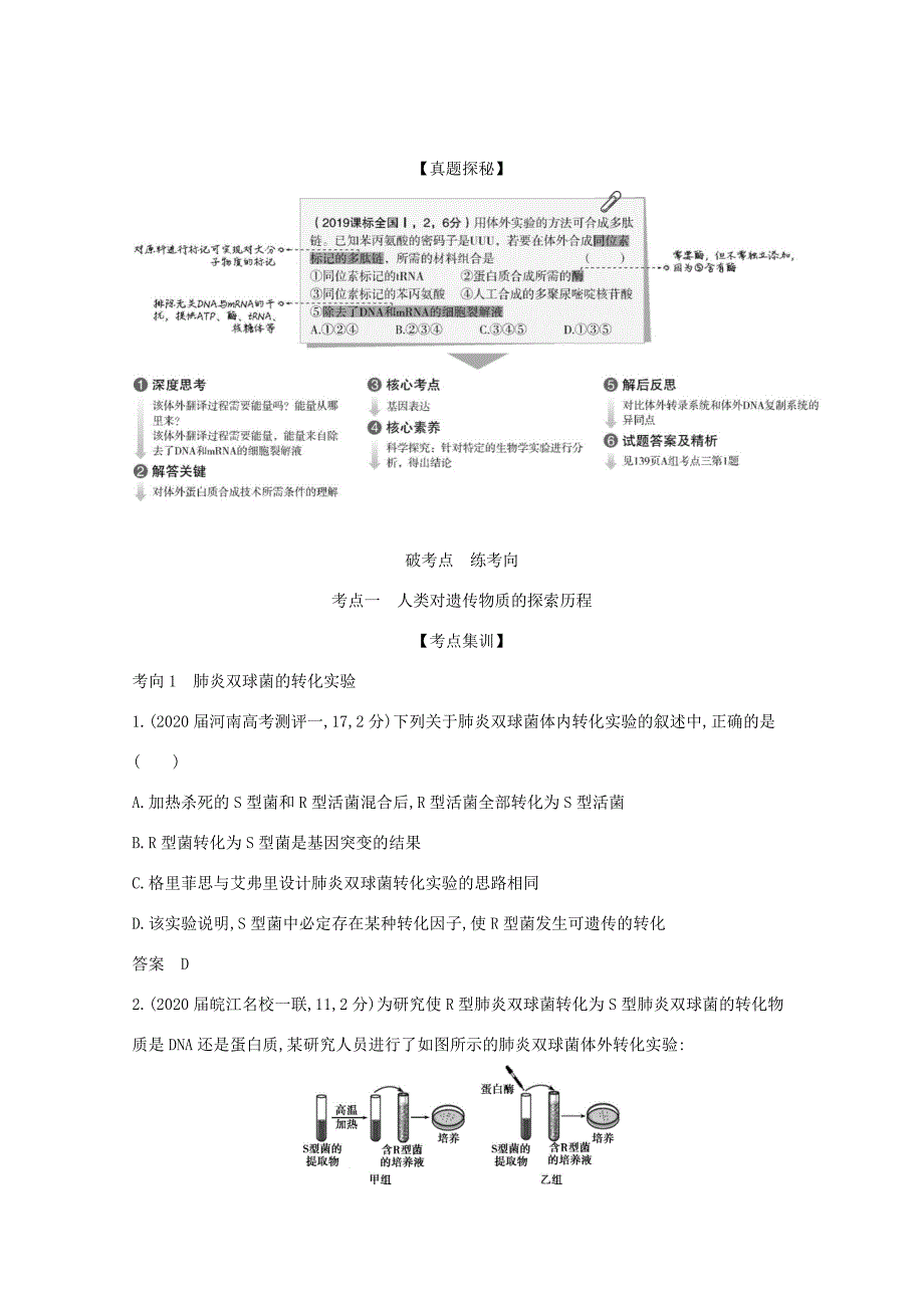 （课标版）高考生物一轮复习 专题10 遗传的分子基础精练（含解析）-人教版高三全册生物试题_第2页