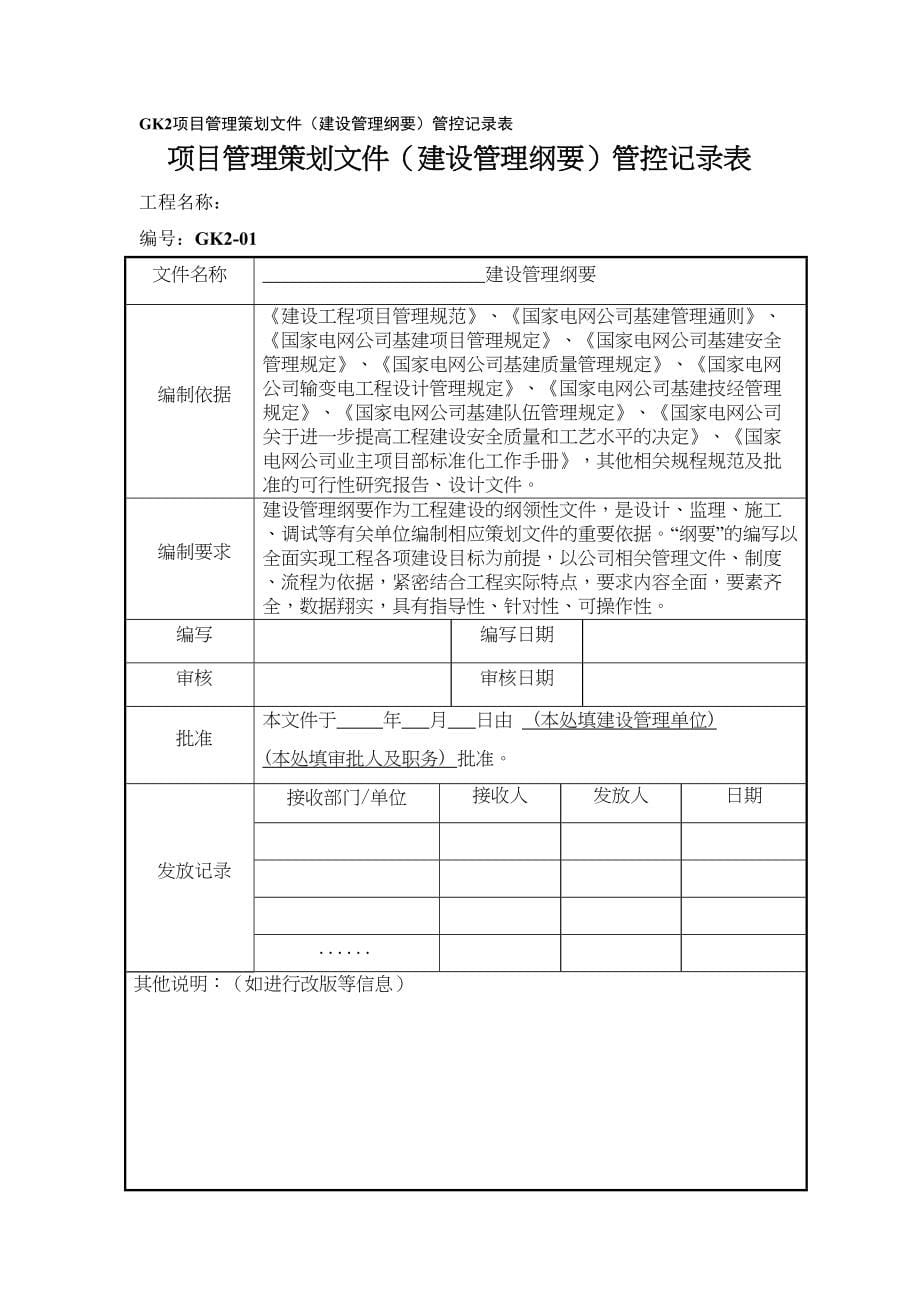 业主项目部标准化管理管控记录表新(DOC 78页)_第5页