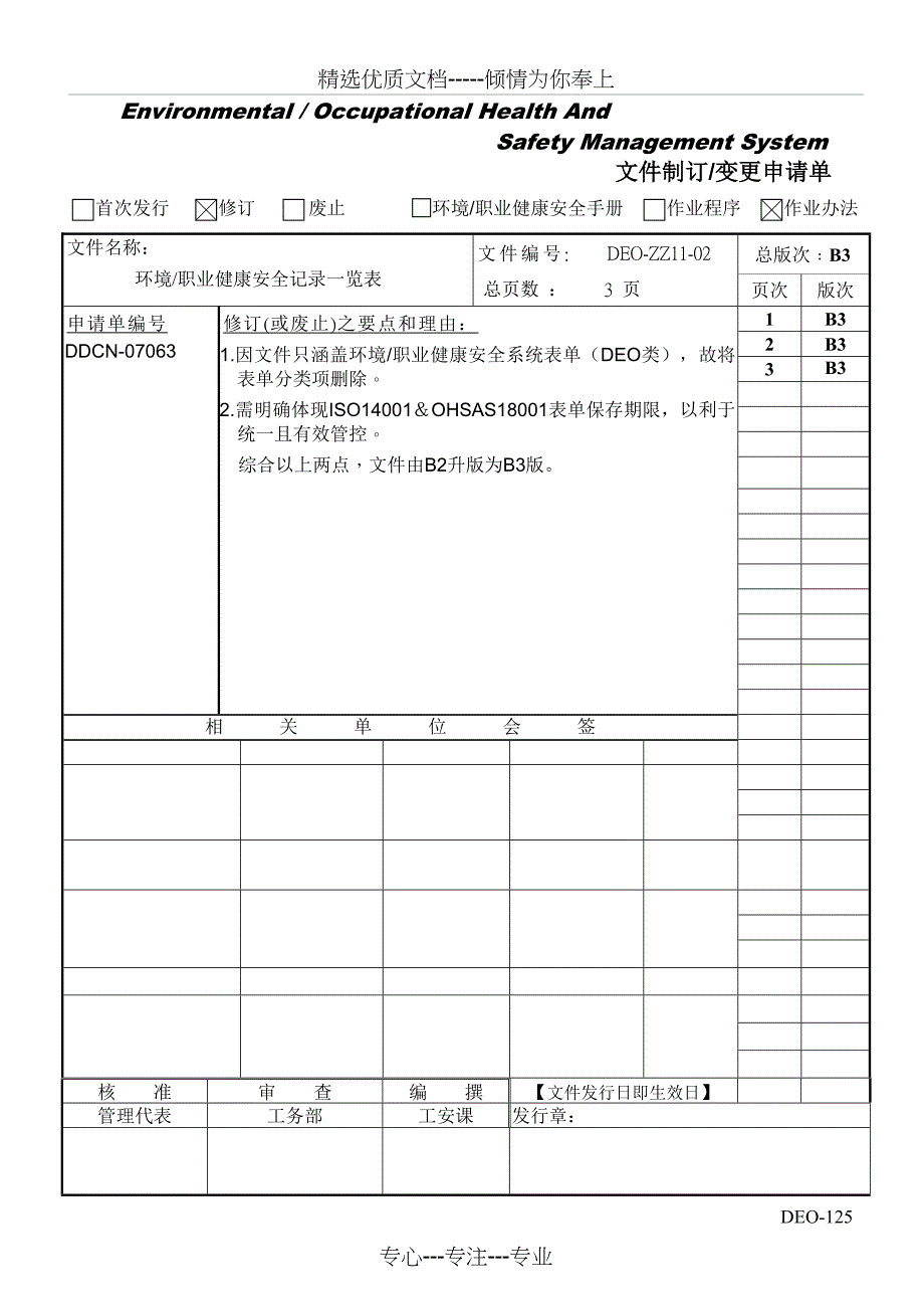 环境职业健康安全记录一览表_第1页