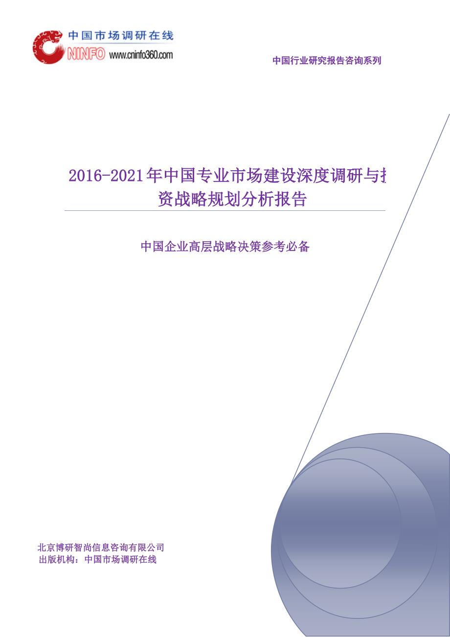 年中国专业市场建设深度调研与投资战略规划分析报告_第1页