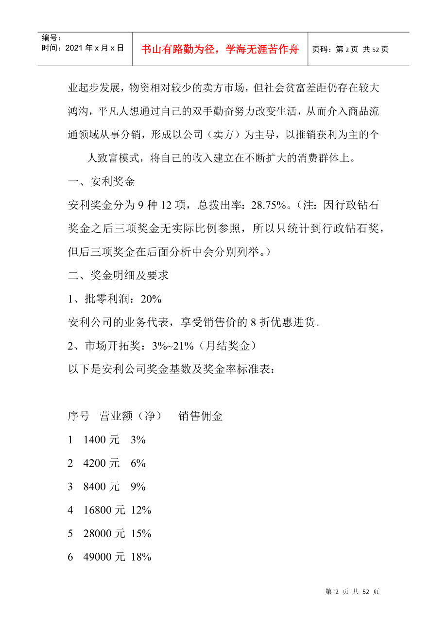 安利安利中国安利纽崔莱XXXX最新安利奖金制度分析_第2页