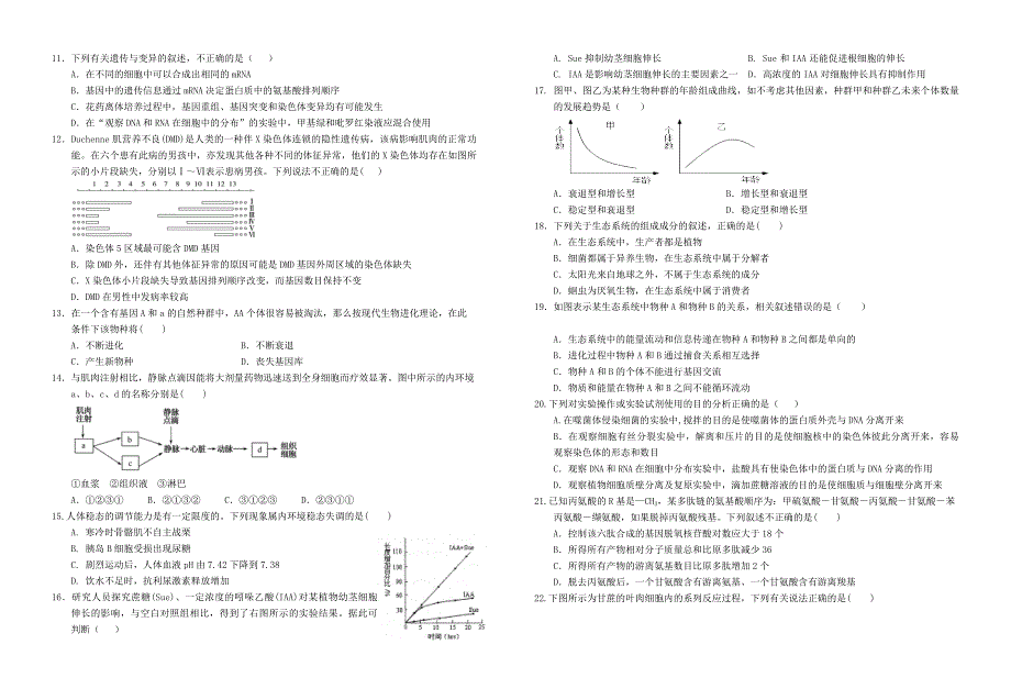 2022年高三生物上学期9月联考试卷_第2页
